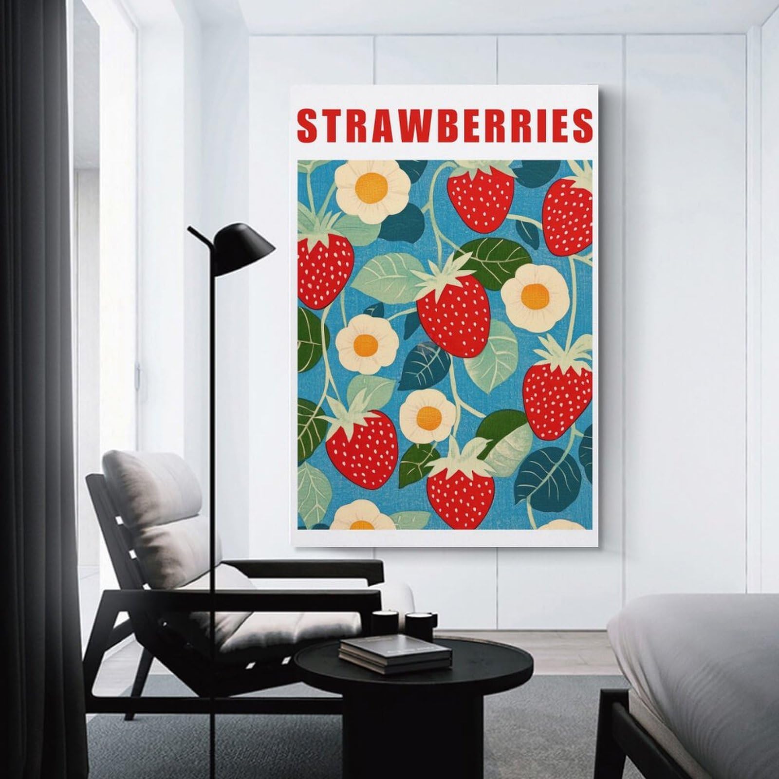Junmoney Unframe-Style-3 Canvas Wall Art Strawberry Retro Kitchen Art Print, 08X12inch(20X30cm), For Bedroom, Lounge Or Dressing Area, Canvas Wall Decor For Personal Spaces