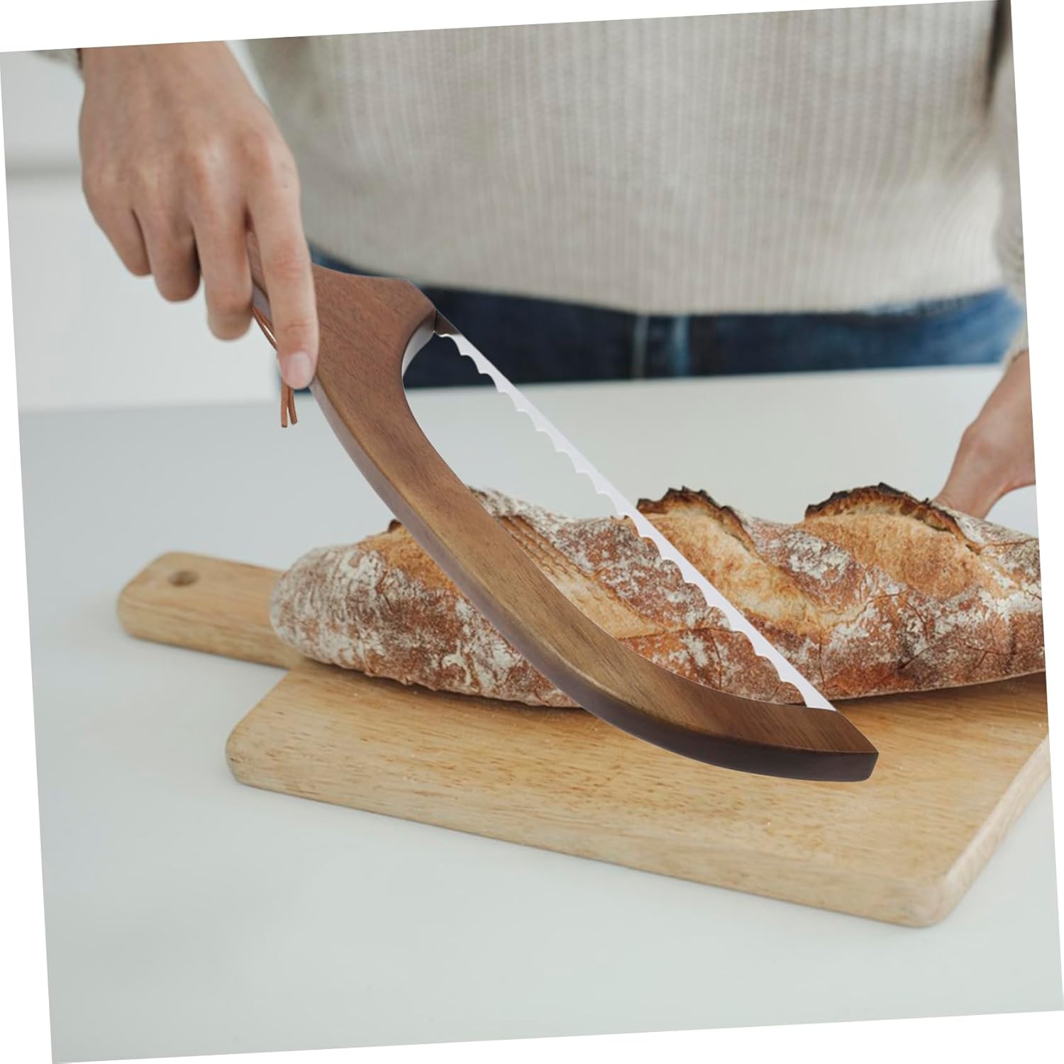 Cabilock 4sets Bow Shaped Bread Slicer with Wooden Handle Serrated Cutting Tool for Toast Pastries Cakes and More Includes Accessories for Homemade Bread Preparation