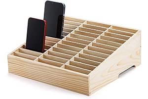 Lawei Multi-Grid Wooden Cell Phone Caddy for Classroom
