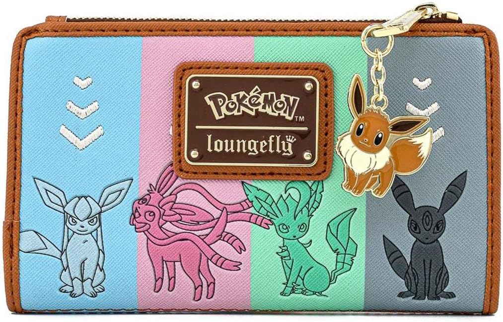 Loungefly Pokemon Eevee Evolutions Flap Wallet with Zipper Charm