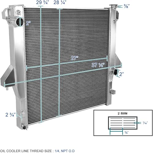 Miniatura 3 de Spec-D Tuning Radiador de enfriamiento de aluminio de 2 filas compatible con Dodge Ram 3500 2003-2010 5.9L 6.7L Cummins