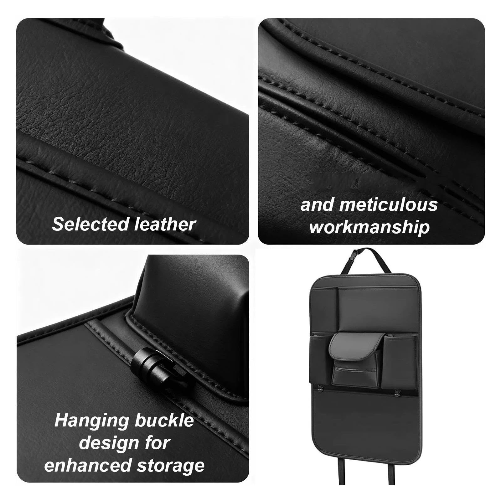 Rücksitz Organizer Auto Schwarzer Leder-Auto-Rücksitz-Organizer