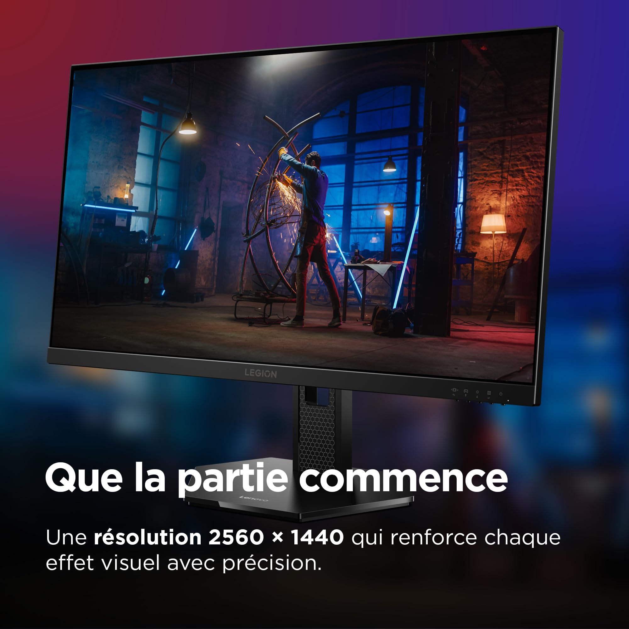 Lenovo Legion 27Q-10 - Écran Gaming de 27" QHD avec Eyesafe (IPS, 240Hz, 0.5ms, 2xHDMI+DP, AMD FreeSync Premium) - Réglage en Inclinaison - Noir - 4