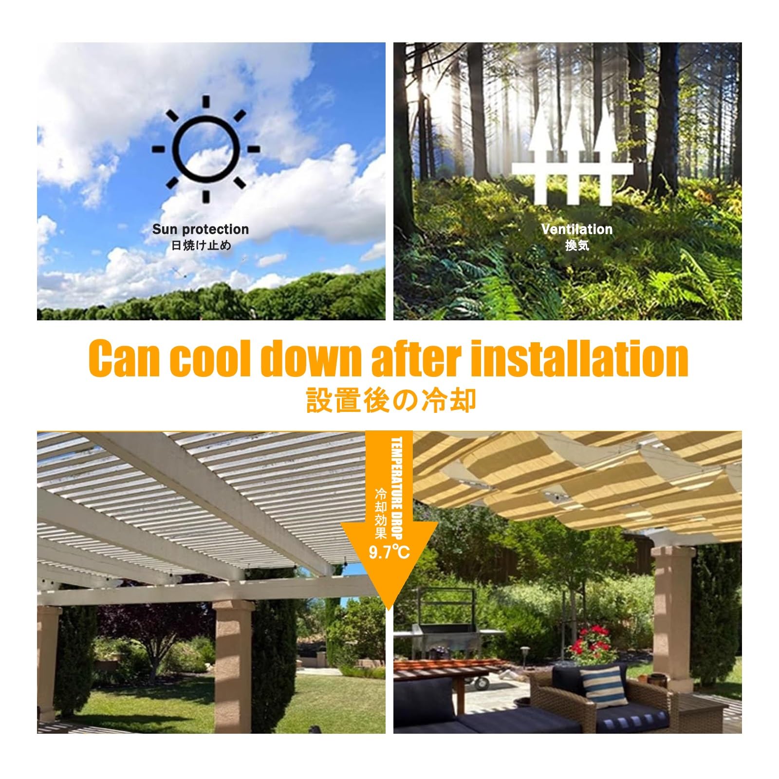 Chowany wodoodporny zadaszenie żaglowe - Wave Sun e, pokrowiec na telewizor 2,5 m x 6 m, na patio, tarasy i podwórze, odporny na promieniowanie UV