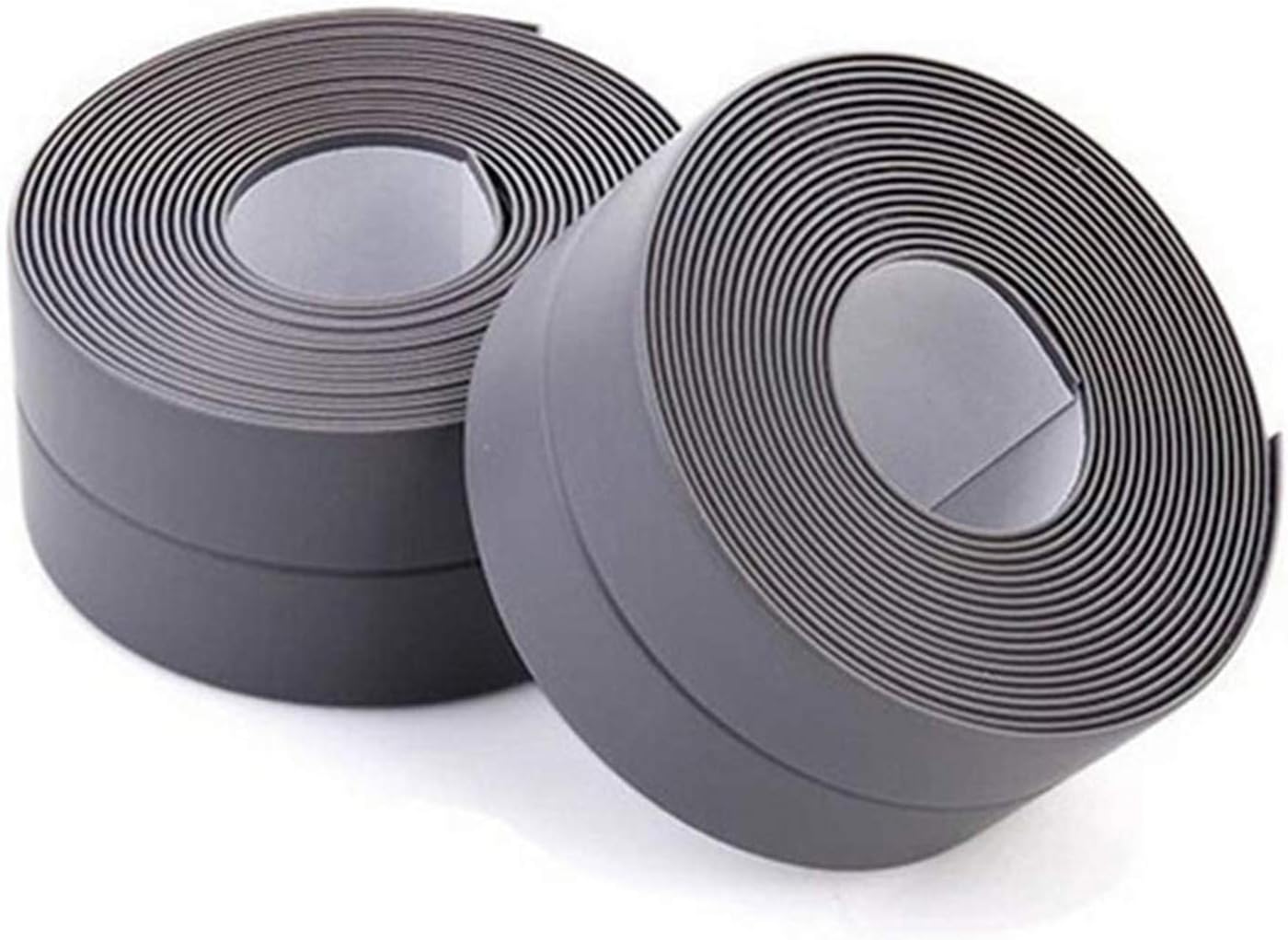 2 Pack Bathtub Wall Sealing Caulk Strip PE Self Adhesive Waterproof Sealing Tape Strip Caulk Sealer Decorative Trim for Kitchen Bathroom Shower Toilet Wall Corner 38mmx3.2m/1.5x126inch (Grey)