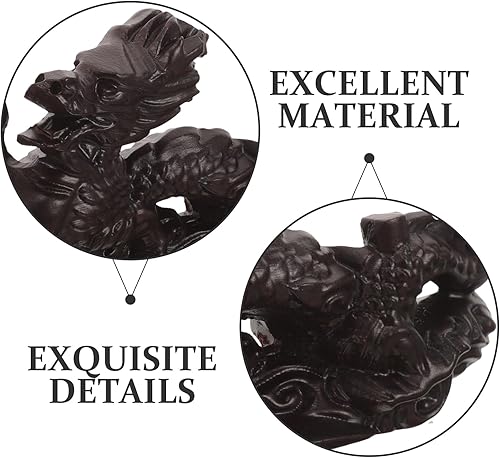 Miniatura 3 de Sosoport Figura de dragón tallada a mano de madera 2024 Estatua de dragón de año nuevo chino de 4.7 in, escultura de dragón del zodiaco Fengshui,