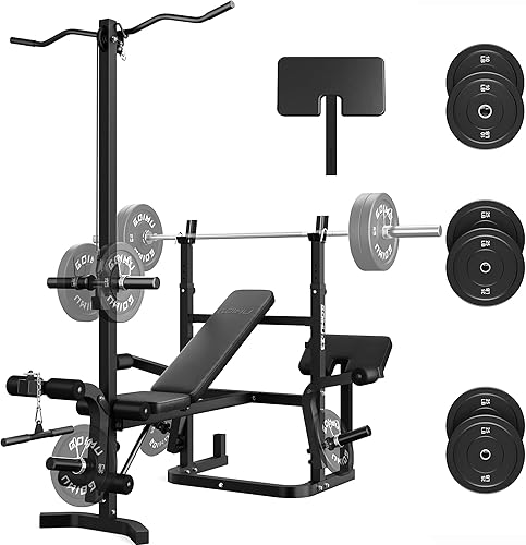 Miniatura 10 de Z3 - Juego de banco de pesas olímpico de 900 libras con extensión de piernas, prensa de entrenamiento 9 en 1 con almohadilla de curl de predicador y