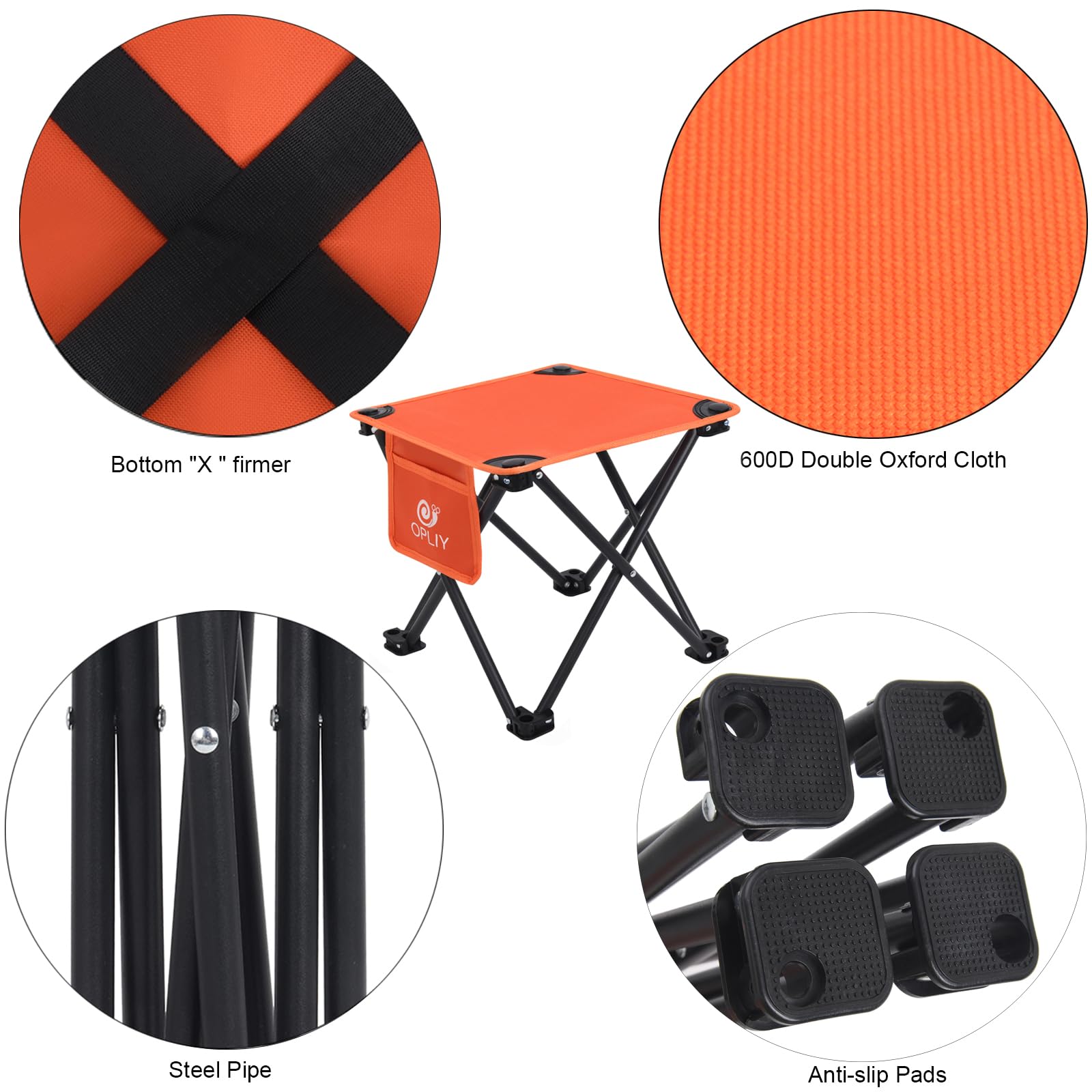 Taburete de camping, silla plegable portátil para camping, pesca, senderismo, jardinería y playa, asiento de camping con bolsa de transporte (naranja)