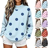 Polka Dot Mock Neck Sweatshirt Women Oversized