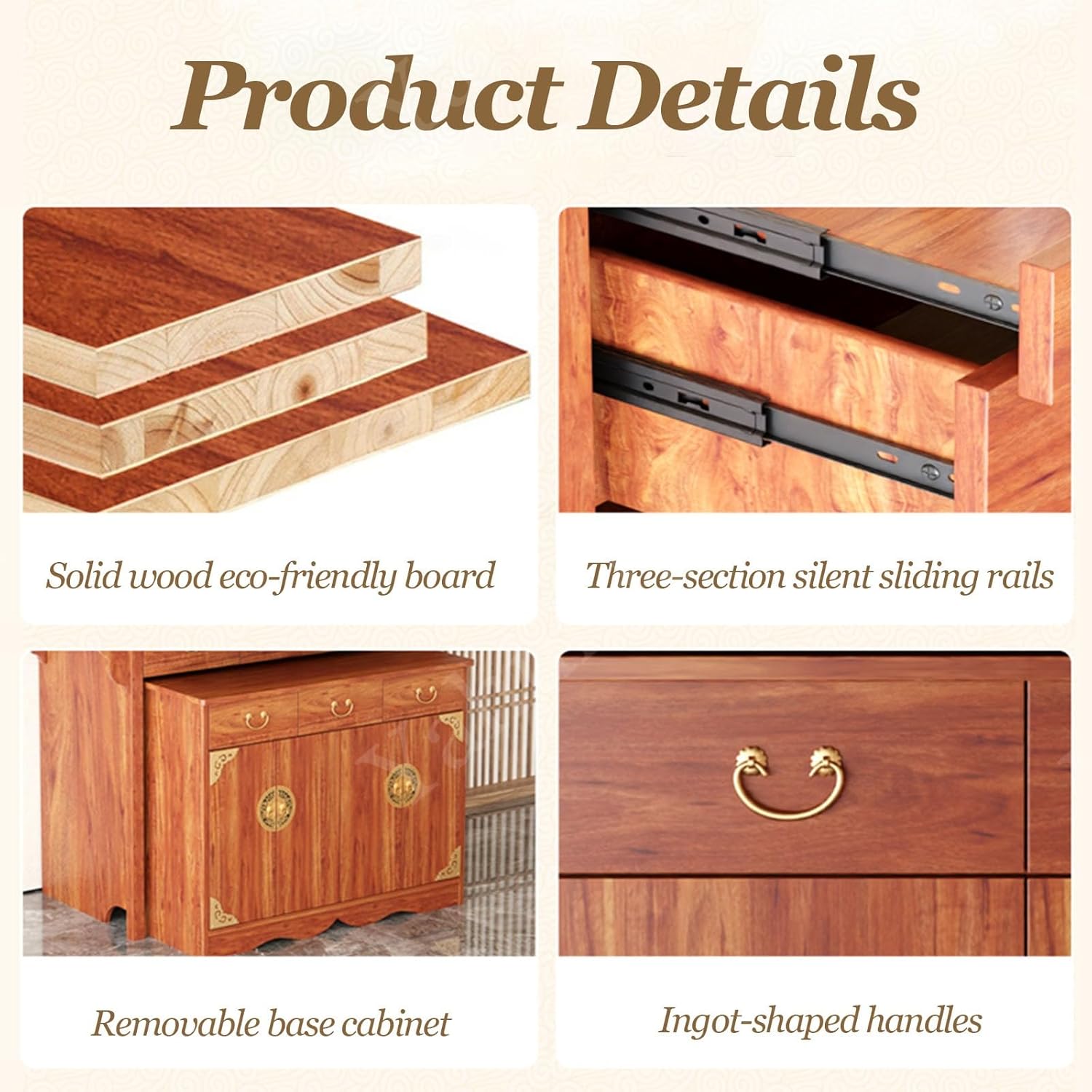 Personal Shrine Altar Table, Chinese Cabinet Meditation Table, Wood Buddha Niche Altar Cabinet with Drawer, Multifunctional Offering Tables with Detachable Storage cabinets (Single Layer, 50" Lx24 W)