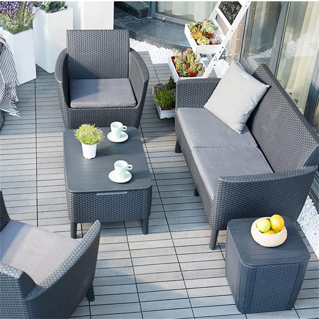 Rattan Sofa Coffee Table Four-Piece Set Combination Balcony Sofa Hotel Balcony Plastic Outdoor