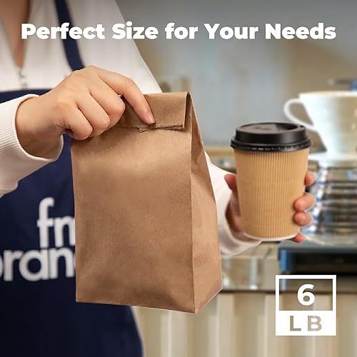Miniatura 5 de Paquete de 200 bolsas de papel kraft de 11 x 6 x 35 pulgadas 6 libras saco de barril duradero para almuerzo compras al por menor