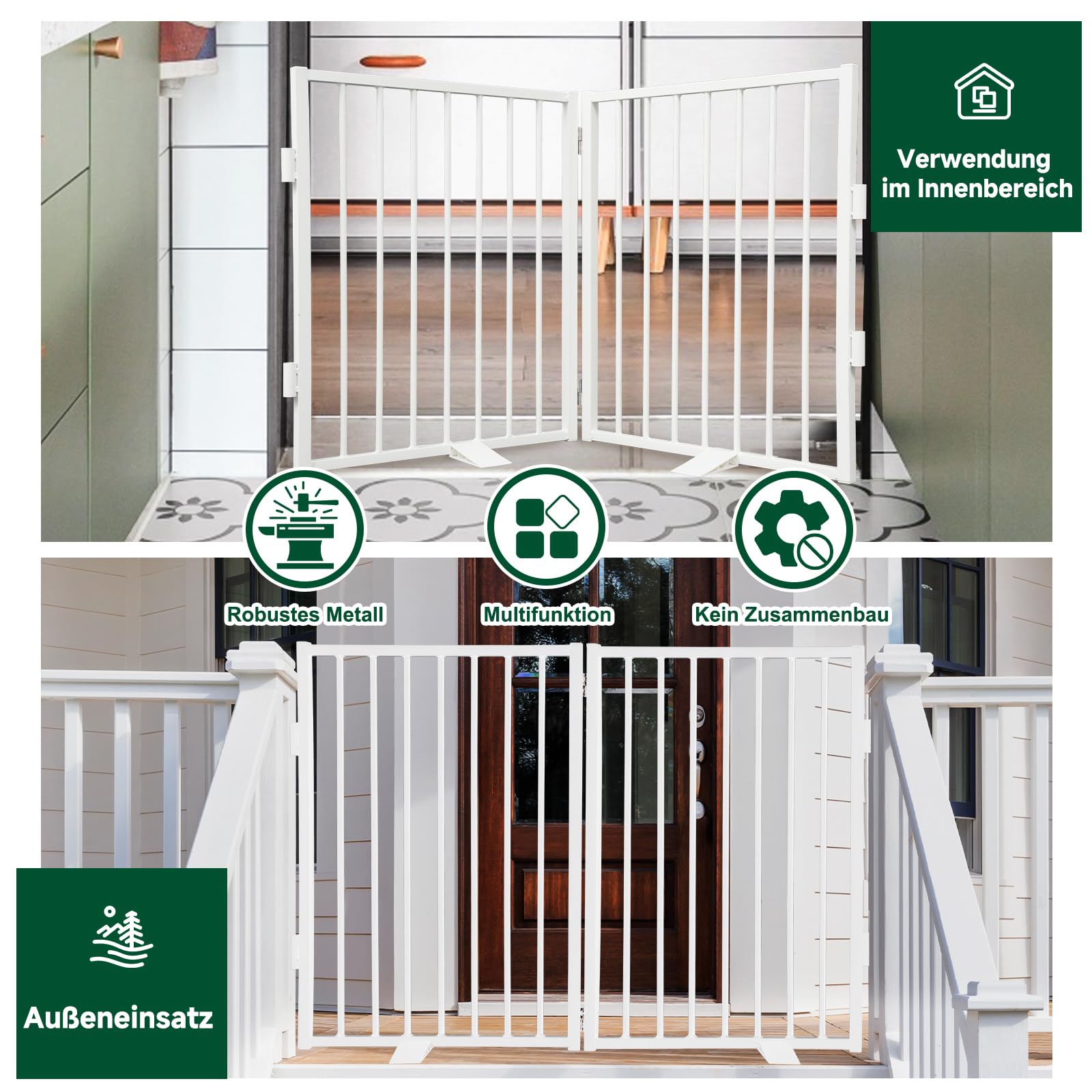 Snagle Paw Vollmetall Freistehend Absperrgitter Hundegitter Treppengitter 102x61cm Faltbares Schutzgitter