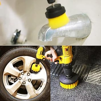 Matkap fırçası seti, sabitleme kiti, 3'lü paket, harç, fayans, lavabo, küvet, banyo ve mutfak yüzeyi için (sarı) (matkap dahil değildir)