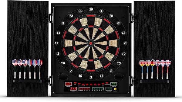 Oneconcept Dartmaster 180 - Diana electrónica, Diana automática, 1-8 Jugadores, Rival Virtual, 12 Dardos, Apoyo para Diana Dardos, Diana electrónica Profesional, 27 Juegos, 2 Puertas - 2