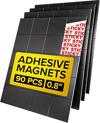 Miniatura 11 de imanes hiperadhesivos con respaldo adhesivo - 110 piezas 0.8x0.08 cuadrados magnéticos fuertes para pizarra y nevera - imanes para educación