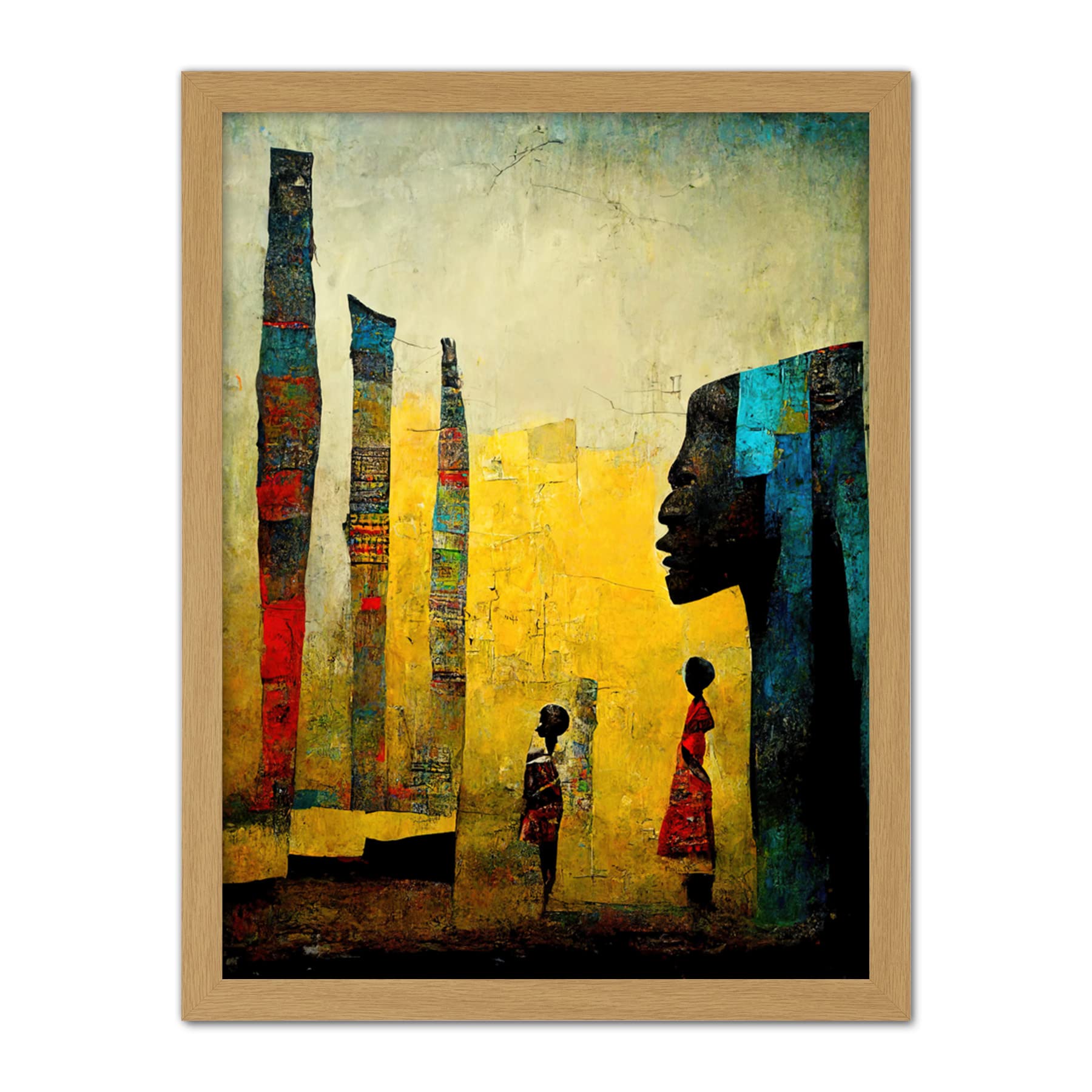 Doppelganger33 LTD African Art Modern Bright Abstract Artwork Framed Wall Art Print 18X24 Inch