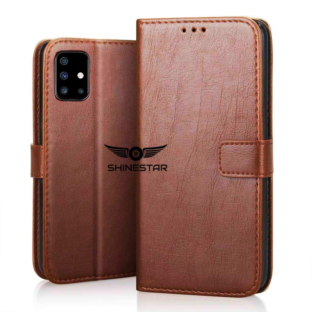 SHINESTAR PU Leather Flip Cover Wallet Phone Case with Inside TPU Shockproof Back Cover Case for Samsung Galaxy A51 - (Classic Brown) (B0865NBFSR) Amazon Price History, Amazon Price Tracker