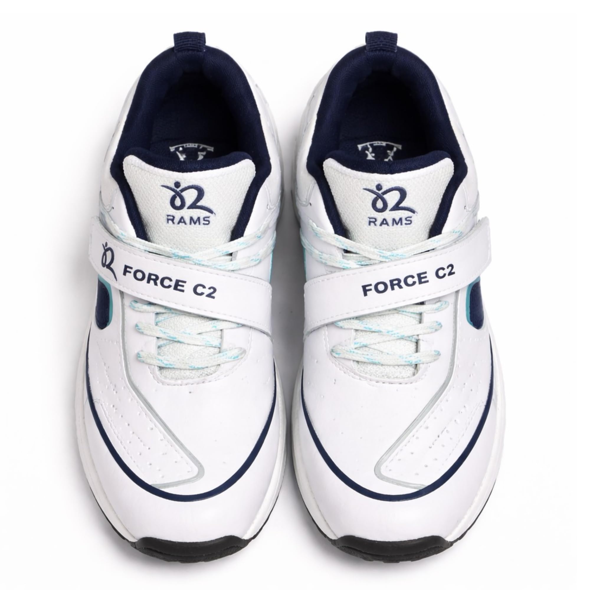 rams unstoppable force RAMS Force C2 Cricket Shoes for Men | Lightweight Cricket Turf Shoes with Velcro Lock Strap | Anti-Slip Rubber Outsole | Comfortable Sports Footwear for Training & Matches | White/Navy Blue-picture-35