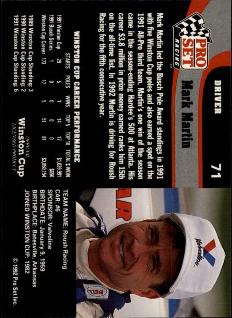 Amazon.com: 1992 Pro Set #71 Mark Martin : Collectibles & Fine Art