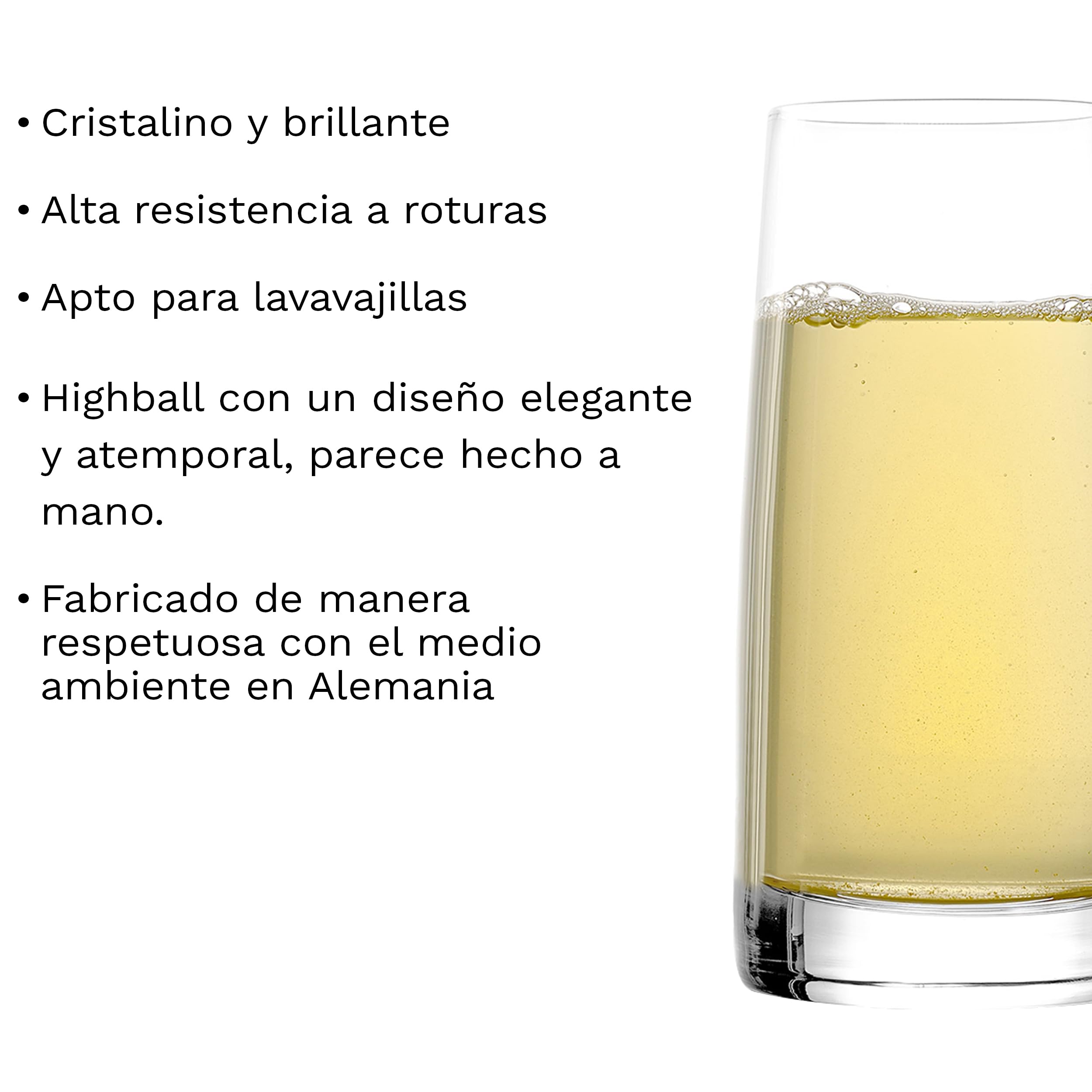 Stölzle Lausitz Vasos Highball Experience Juego de 6 480ml – Elegantes Vasos para Agua Cócteles y Jugo – Cristal de Alta Calidad Resistente y Apto para Lavavajillas Hecho en Alemania