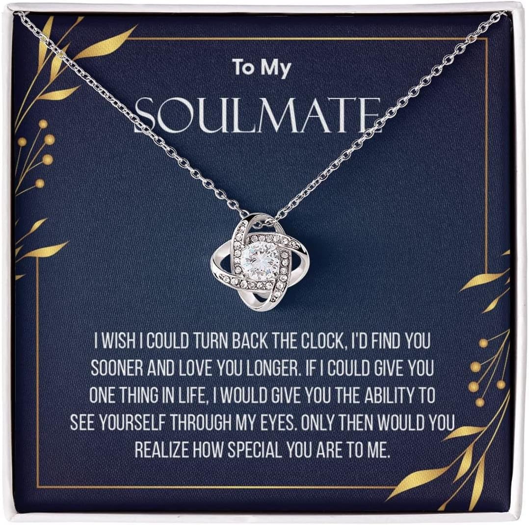 To My Soulmate Necklace for Women, Love Knot Necklace Gift From Husband, Birthday Gift for Wife, Beautiful Soulmate Jewelry on Christmas