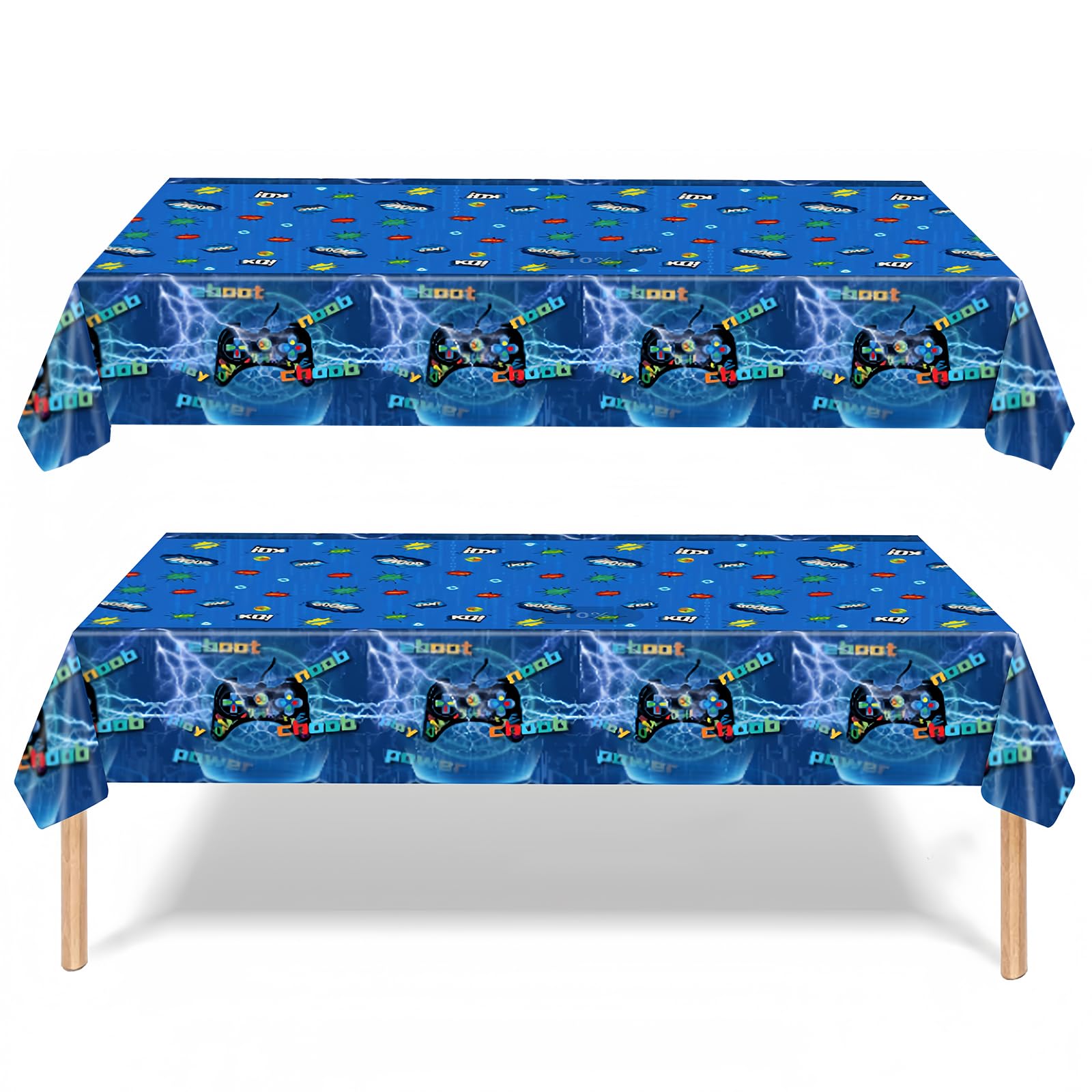 2Pcs Gaming Player Party Tablecloths,137*274cm Blue Video Game Party Table Cloth Game Party Plastic Table Cover for Kids Boys Girls Gaming Birthday Decorations,Game Theme Birthday Party Supplies