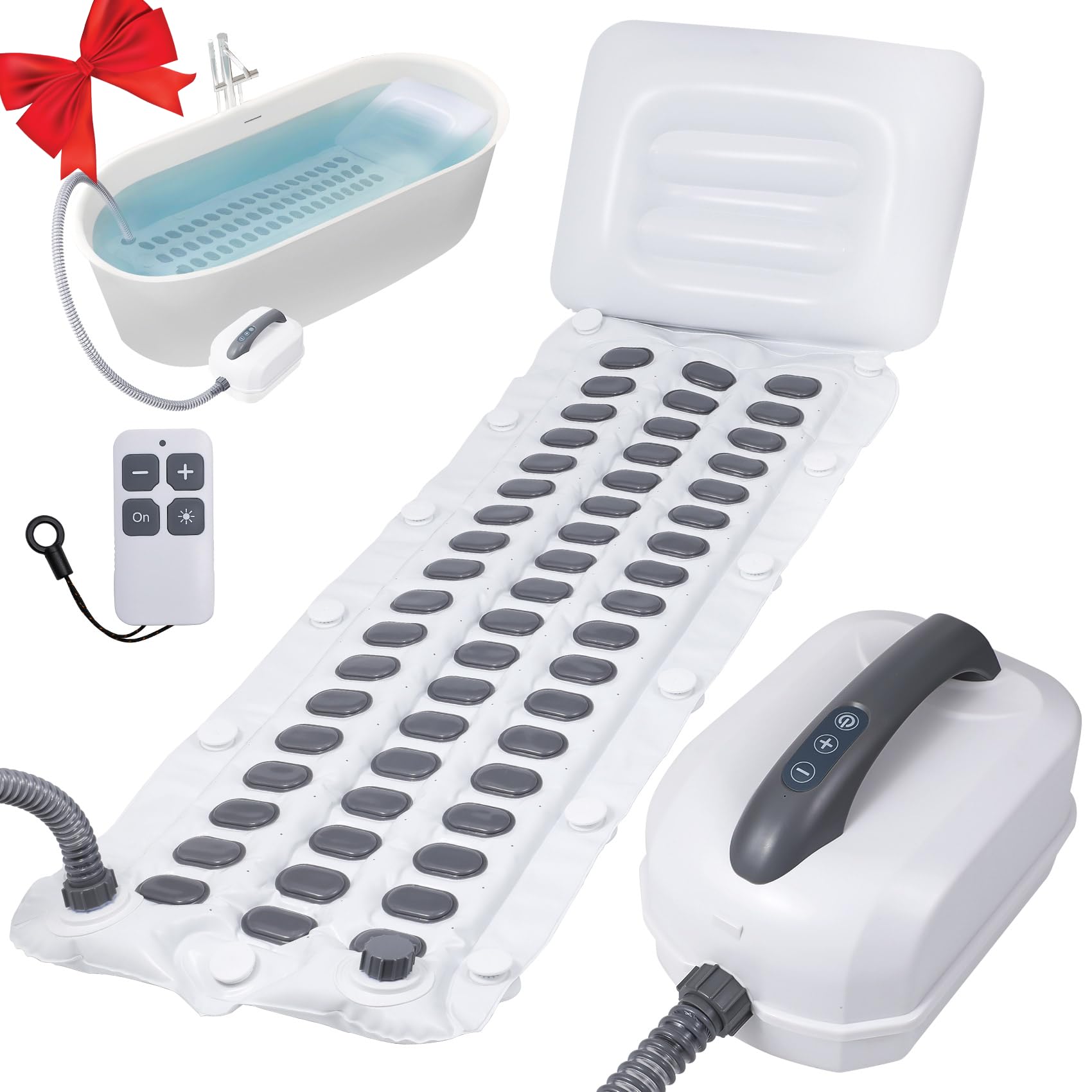 Upgraded 2.0 Bathtub Spa, Bubble Bath Mat — Electric Massage Mat with Remote