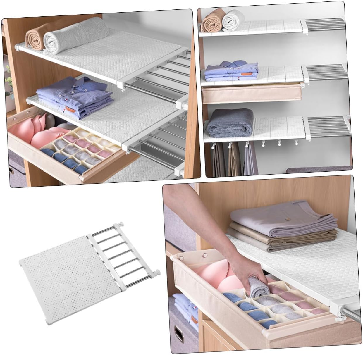1pc Multi-function Closet Organizer Rack Expandable Clothing Storage Divider for Shelf Divider for Wardrobe Versatile Rack for Shoes and Clothing