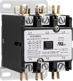 VEXUNGA 3 Pole 40 Amp 24 VAC Coil AC contactor 3P 40A 24V 50/60Hz AC Motor Contactor Replacement for Air Conditioner Compressor Condenser Unit Contactors
