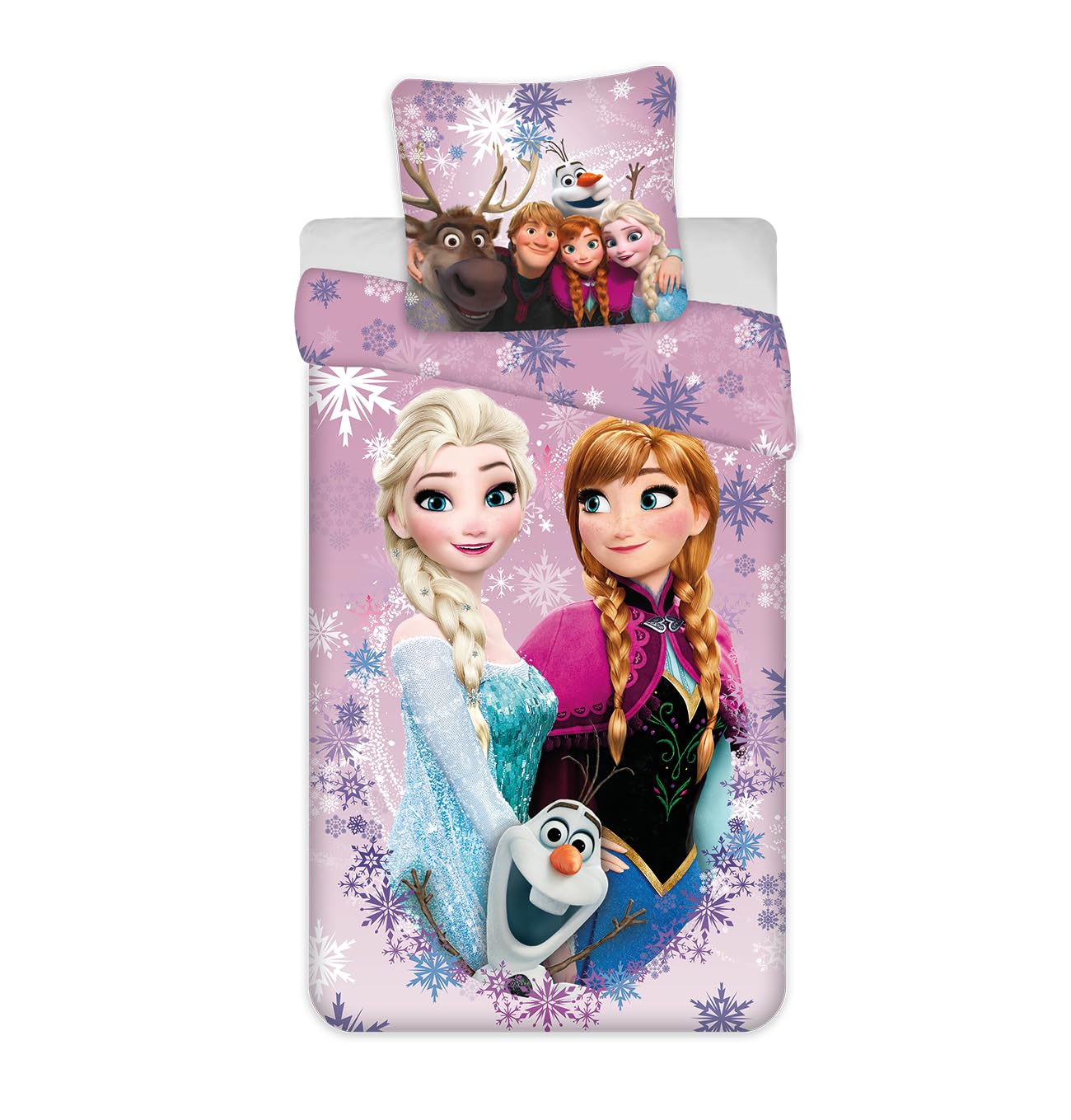 Jerry Fabrics Pink Disney Frozen Elsa And Anna Bedding Set - Duvet Cover 135 X 200 Cm + Pillowcase 80 X 80 Cm - 100% Cotton