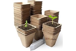 100 Pack 3.15 Inch Square Seedling Peat Pots