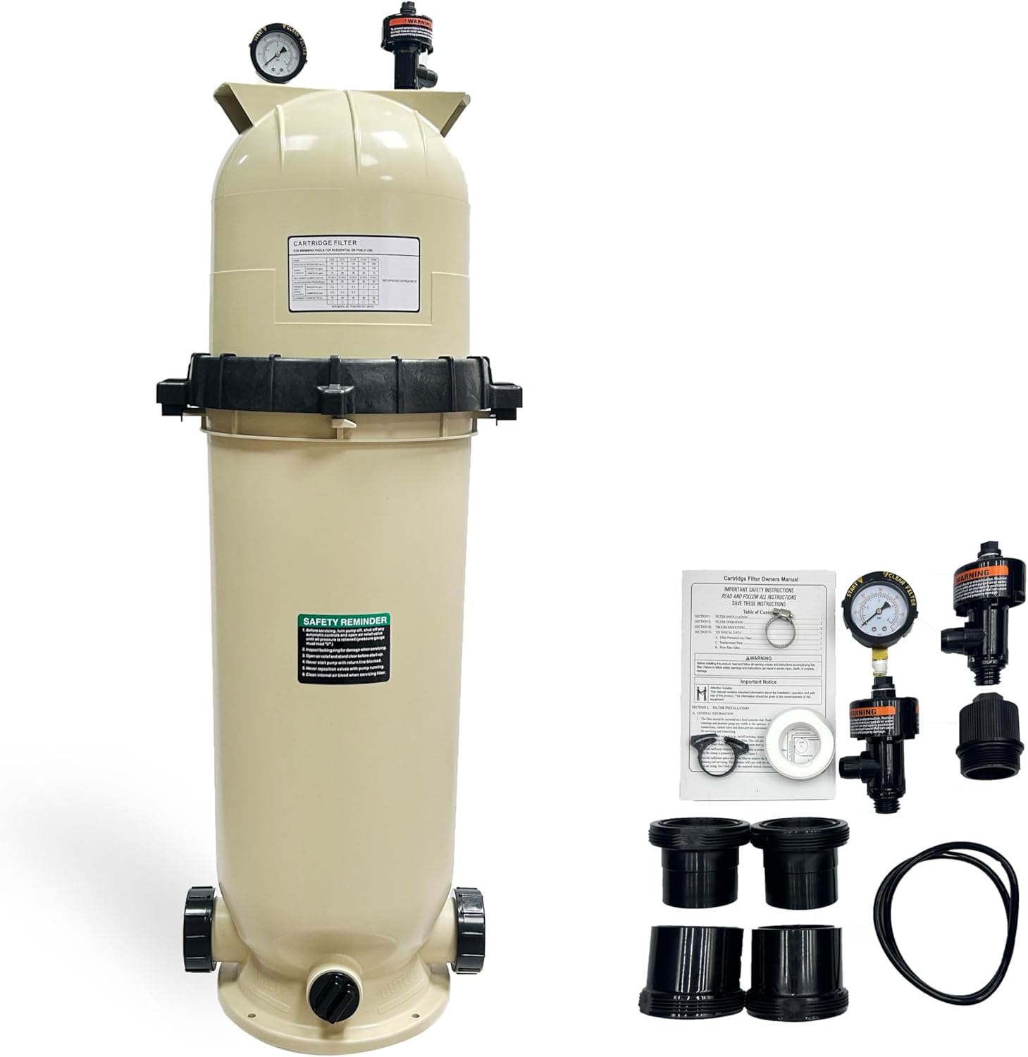 EC-160317 Cartridge Pool Filter,150 Square Feet 150 GPM,Fit for Pentair Clean & Clear CC150 Pool Spa,Almond