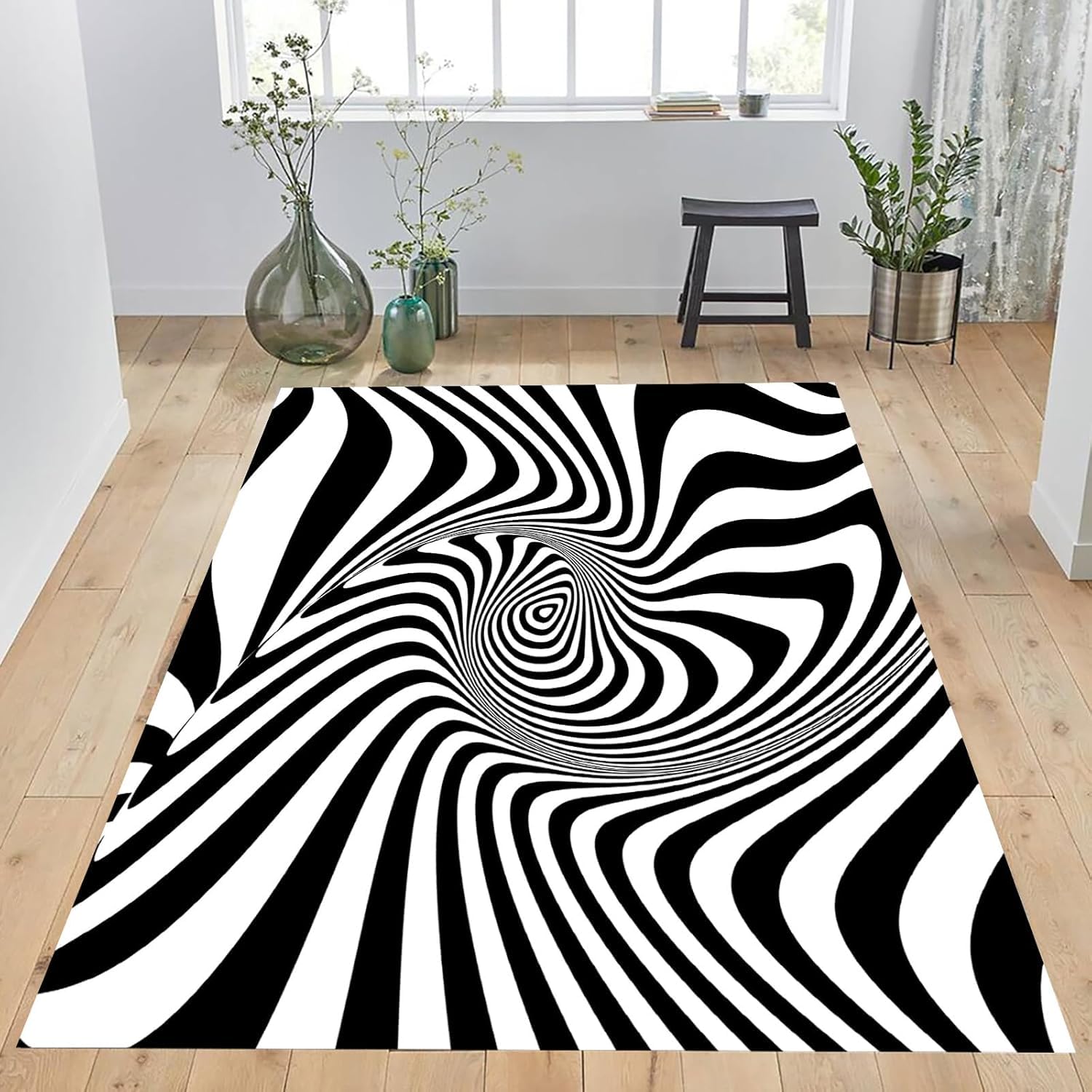 Tappeto Con Illusione Ottica 3D Per Soggiorno, Strisce Di Trama Geometrica Astratta Stampato,Tappetino Per Decorazioni Per La Casa,Tappetino Antiscivolo,Zerbino Lavabile 100 X 150 Cm - -126844090163