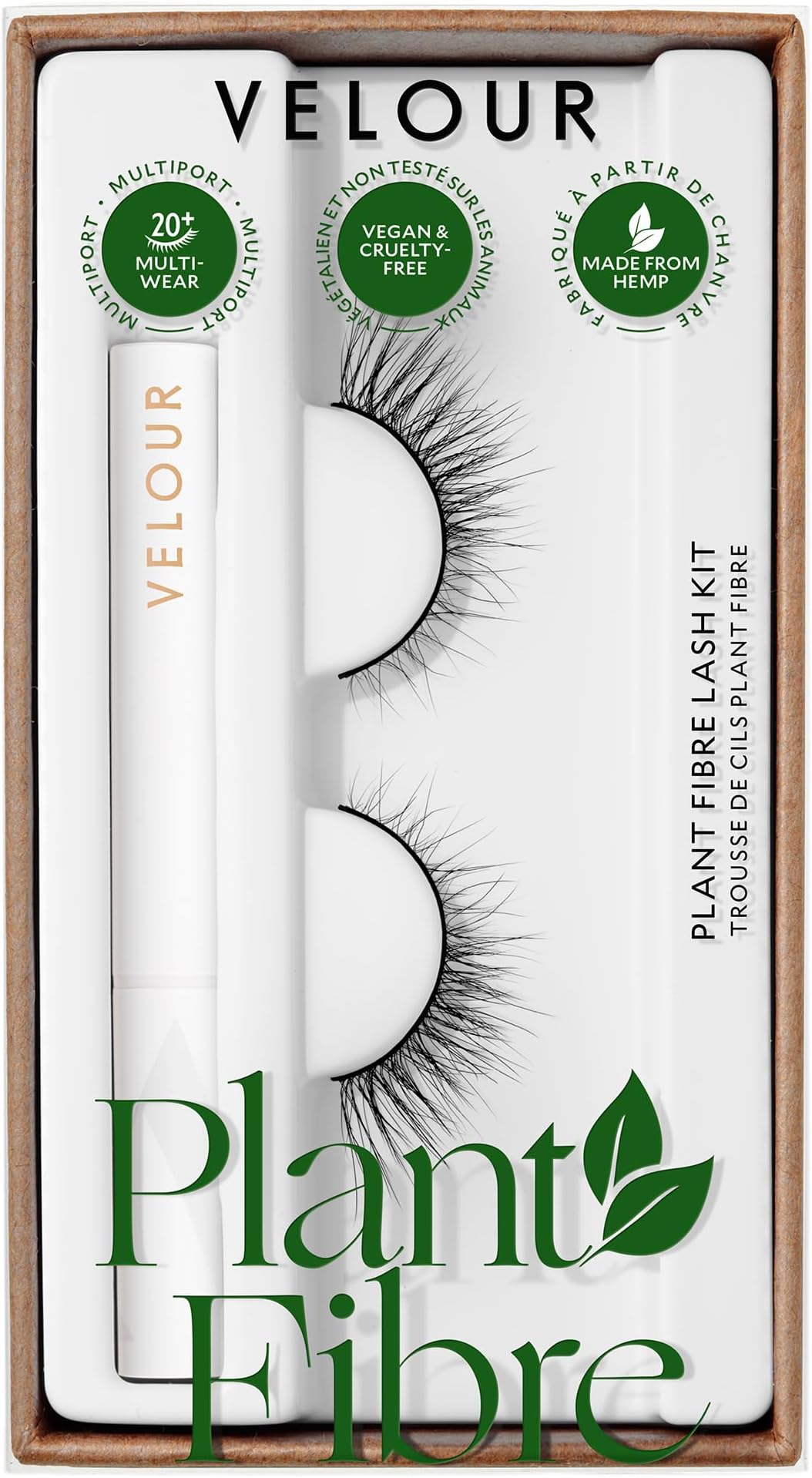 Plant Fibre Lash Extension Kit – Luxurious Hemp-Derived False Lashes - False Lashes Kit - Reusable Eyelashes (up to 25x) + Glue & Go Clear Lash Adhesive - Lightweight, Comfortable, Vegan - All Eye Shapes