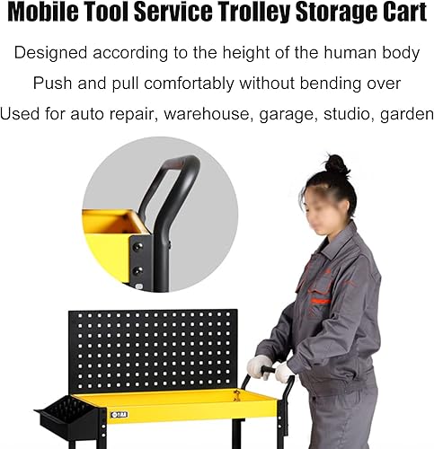 Miniatura 5 de Carrito de servicio utilitario con 3 estantes, carrito de herramientas de servicio comercial resistente, organizador de almacenamiento de carrito de