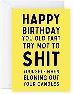 Funny Birthday Cards For Men - For Nan Grandad Mom Dad - Rude Birthday Cards For Men - Funny Cards - 70th 60th 50th - Comes With Fun Stickers - Made In UK By Central 23