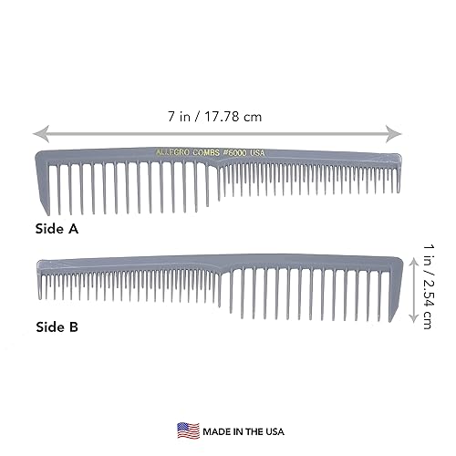 Miniatura 6 de Allegro Combs 6000 peines de elevación para el cabello, dientes espaciales, dientes anchos, peluquero, estilista, pelo rizado, 12 unidades (gris)