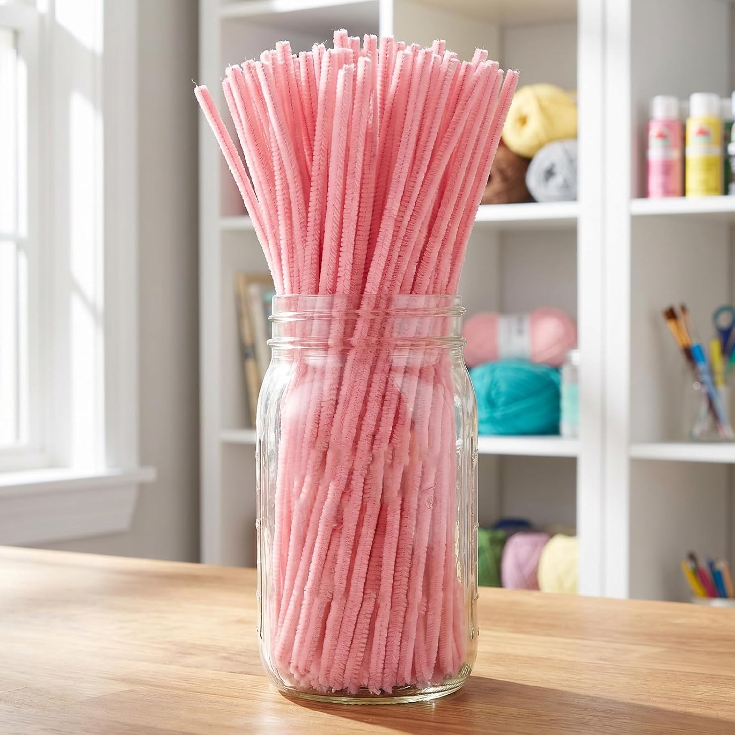 UKCOCO 500PCS 11.42 Inch Pink Pipe Cleaner, Soft, Bendable Fluffy Chenille Stems Fuzzy Sticks for DIY Arts Crafts Decorations, Flower Arrangements, Gift Wrapping Supplies image 5