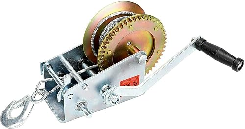 EASYBERG Cabrestante de mano de 600 libras con cable de acero de 26.3 pies, cabrestante de remolque de barco ajustable de dos vías con gancho,