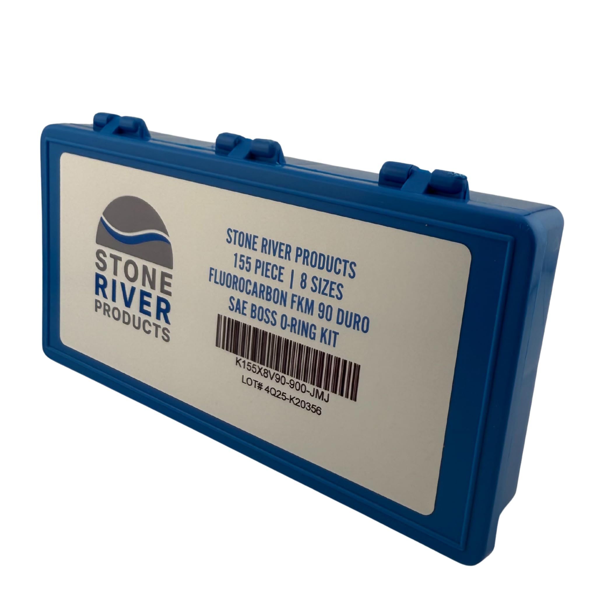 Stone River Products Kit de juntas tóricas SAE Boss - 155 piezas, 8 tamaños, fluorocarbono FKM (equivalente a Viton) 90 Duro - Accesorios de tubo de rosca recta serie 900