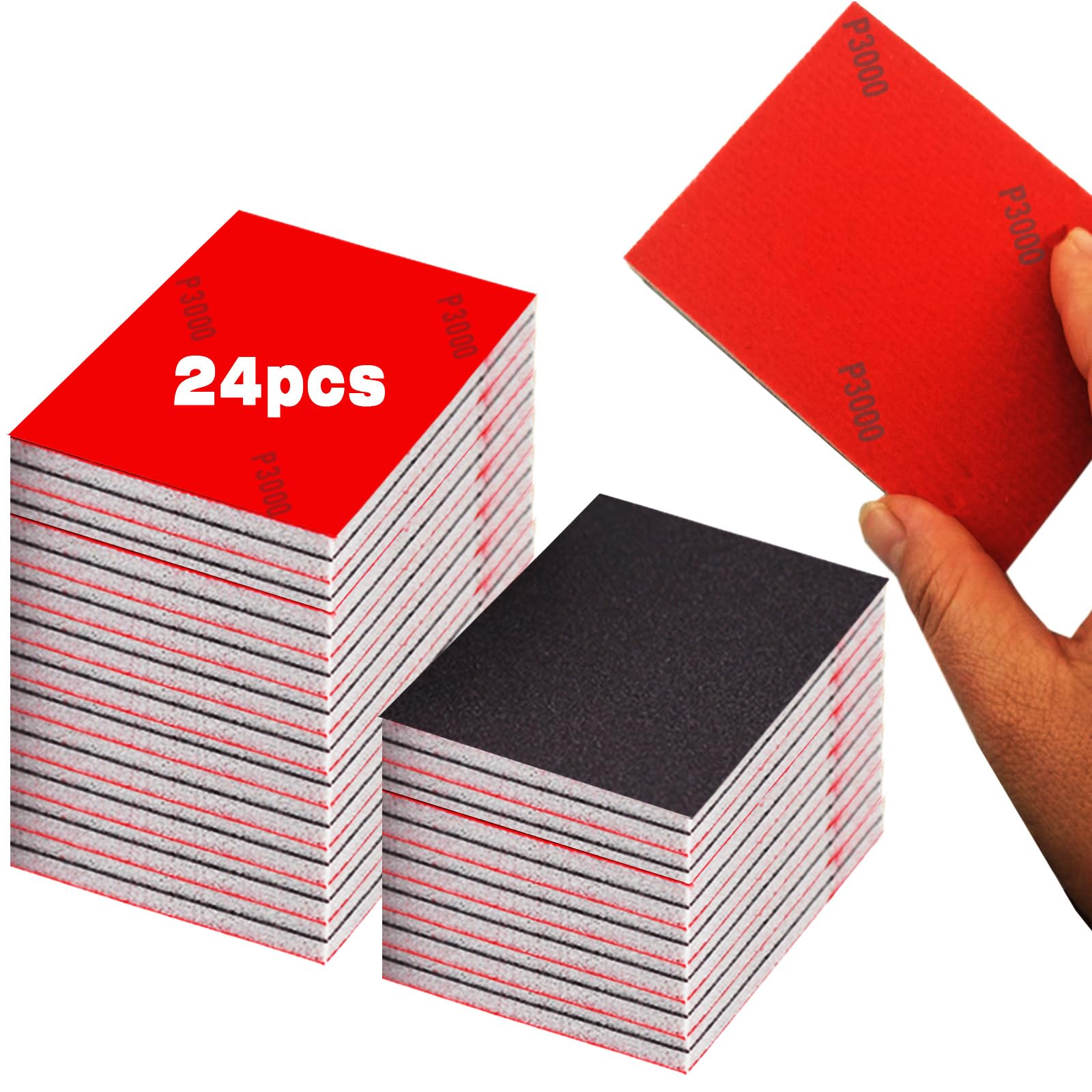 YFLeomry Schleifschwamm Set 24 Stück Schleifschwämme Körnung P1000 Schleifblock Nassschleifschwamm Schleifpad Nass Trocken Schleifpapier für Holz Metall Farbe Möbel Polieren Modellbau
