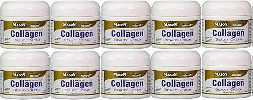 Crema de belleza de colágeno hecha con colágeno 100% puro que promueve la piel tensa mejora la firmeza de la piel, 2 onzas. Tarro paquete de 10