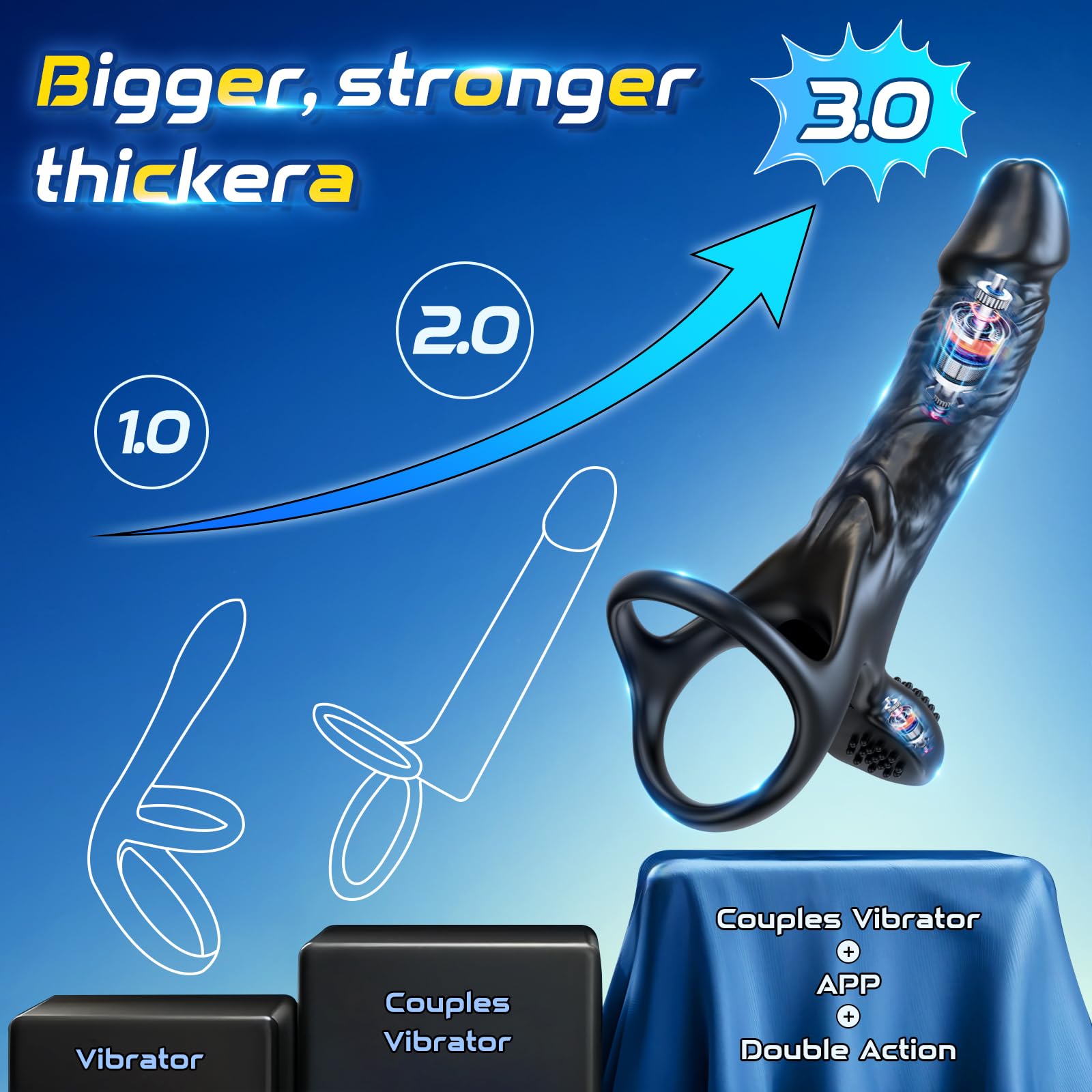 Dildo Vibranti con Anello Pene per Coppia,Vibratore Anali Sex Toys per Stimolatore il Clitorideo Donna e Testicolare Maschio,Giocattolo Sesso con 9 Modalità,Morbido Elastico,14 cm Insertable length