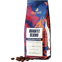 Blu Ore Quartz Blend Whole Bean Coffee, Single Origin Vietnam Espresso Beans, Medium Dark Roast 50% Arabica & 50% Robusta Blend with Rich Body for Milk Drinks, 12 oz
