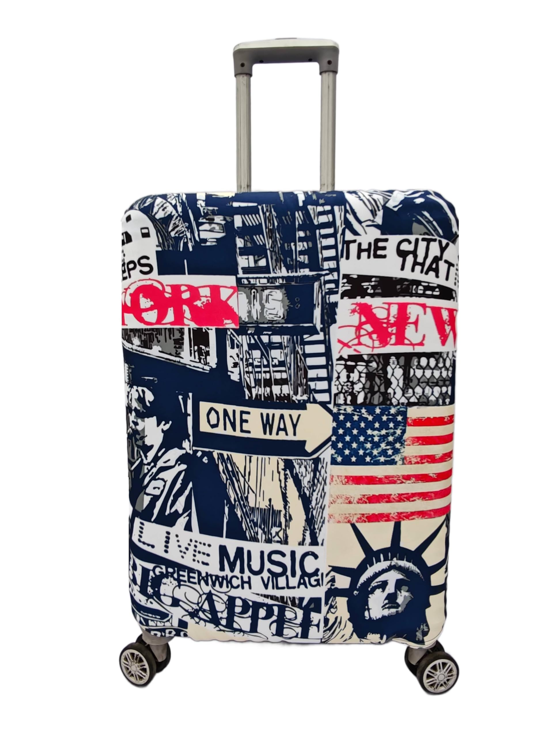 Printed Travel Luggage Cover for Suitcase | Scratchproof Trolley Bag Protector | Dustproof, Washable & Anti-Slip Travel Cover | Stylish New York Printed Cover-Small-image-15