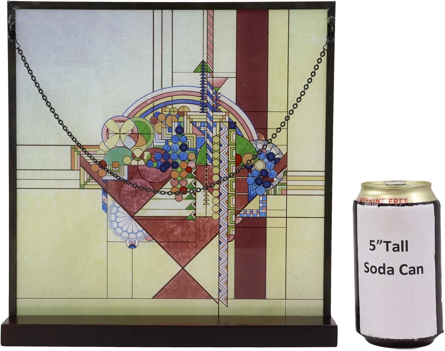 Ebros Frank Lloyd Wright Metal Framed Magazine Cover Page May Basket Stained Glass Art With Wooden Base As Desktop Plaque Or Metal Chain Hanging Wall Decor Modern Architecture