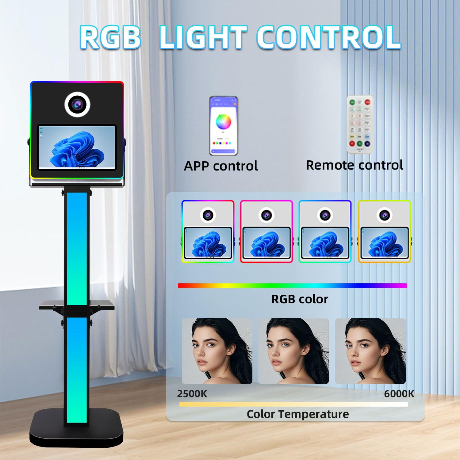 Máquina Multifuncional de FotoCabina con Pantalla Táctil de 15.6 Pulgadas, Selfie Magic Mirror FotoCabina DSLR Photo Booth, Caja de Fotos para Compartir, Bodas (Black, 15.6 Inch)