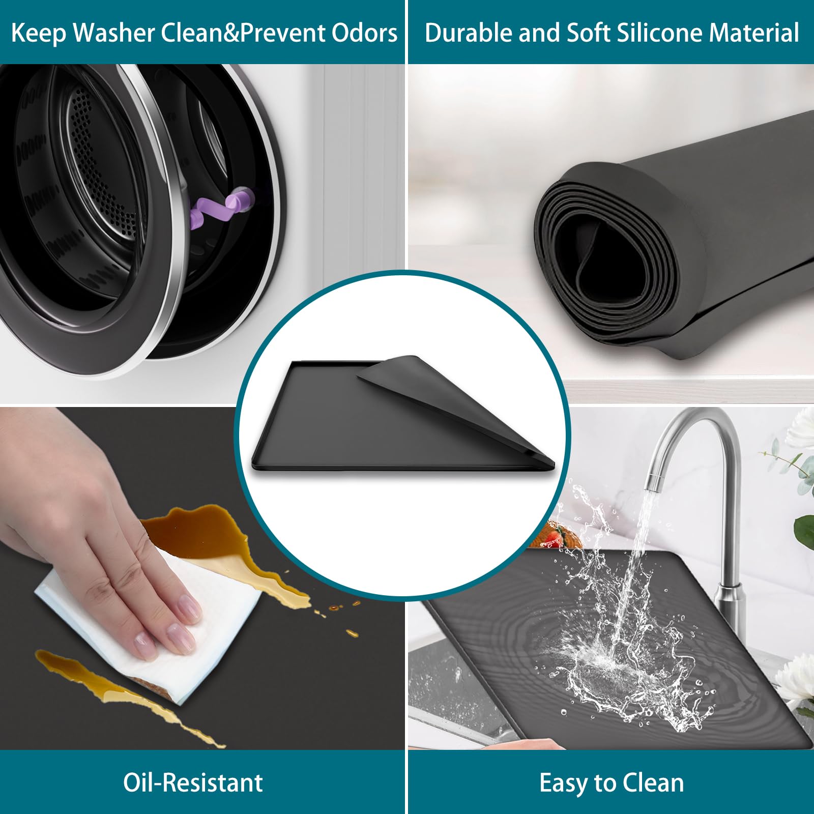 24 "x24" Washer And Dryer Top Protector Silicone Mat Square Waterproof