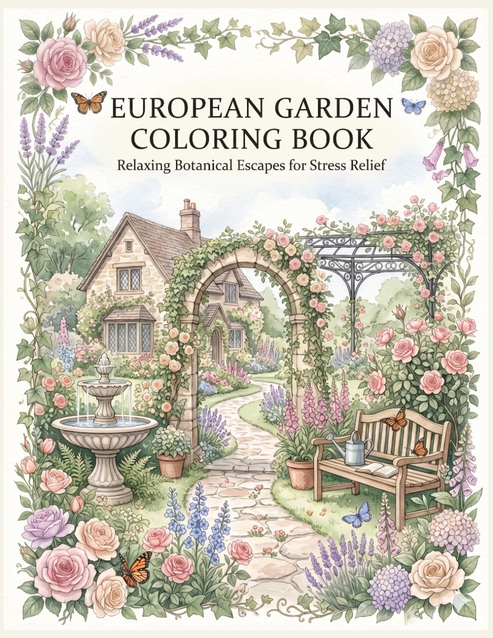 European Garden Coloring Book: Relaxing Botanical Escapes for Stress Relief